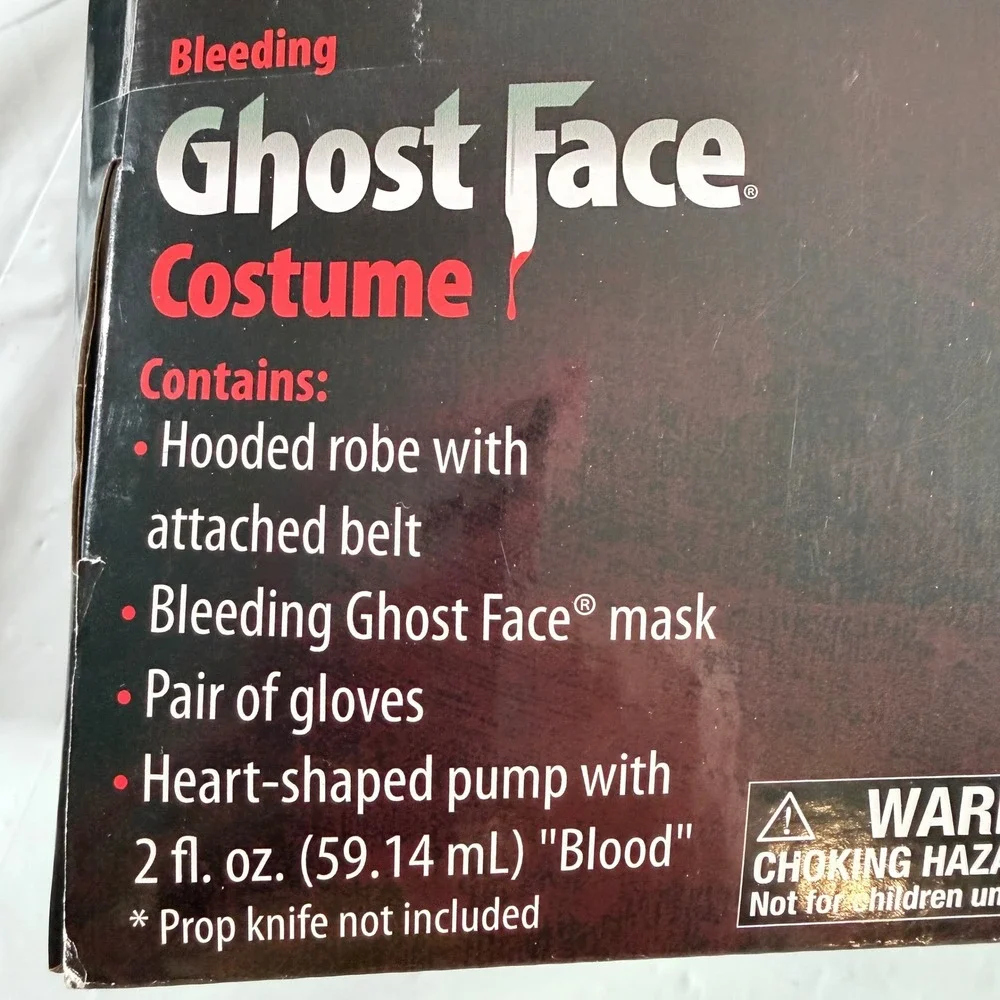 Fun World Ghost Face Bleeding Costume Kids Size L 10-12 Scream Mask Robe Gloves